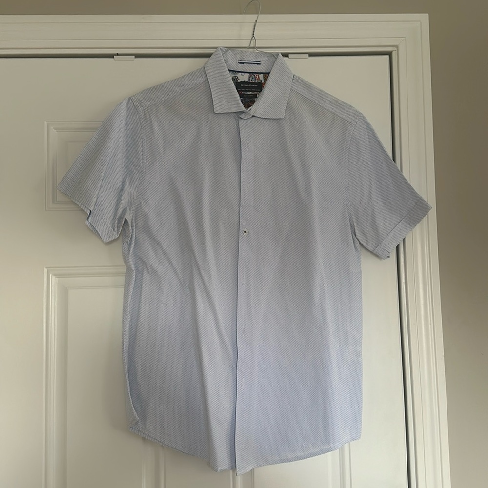 short sleeve blue button up Denim & flower excellent condition high quality